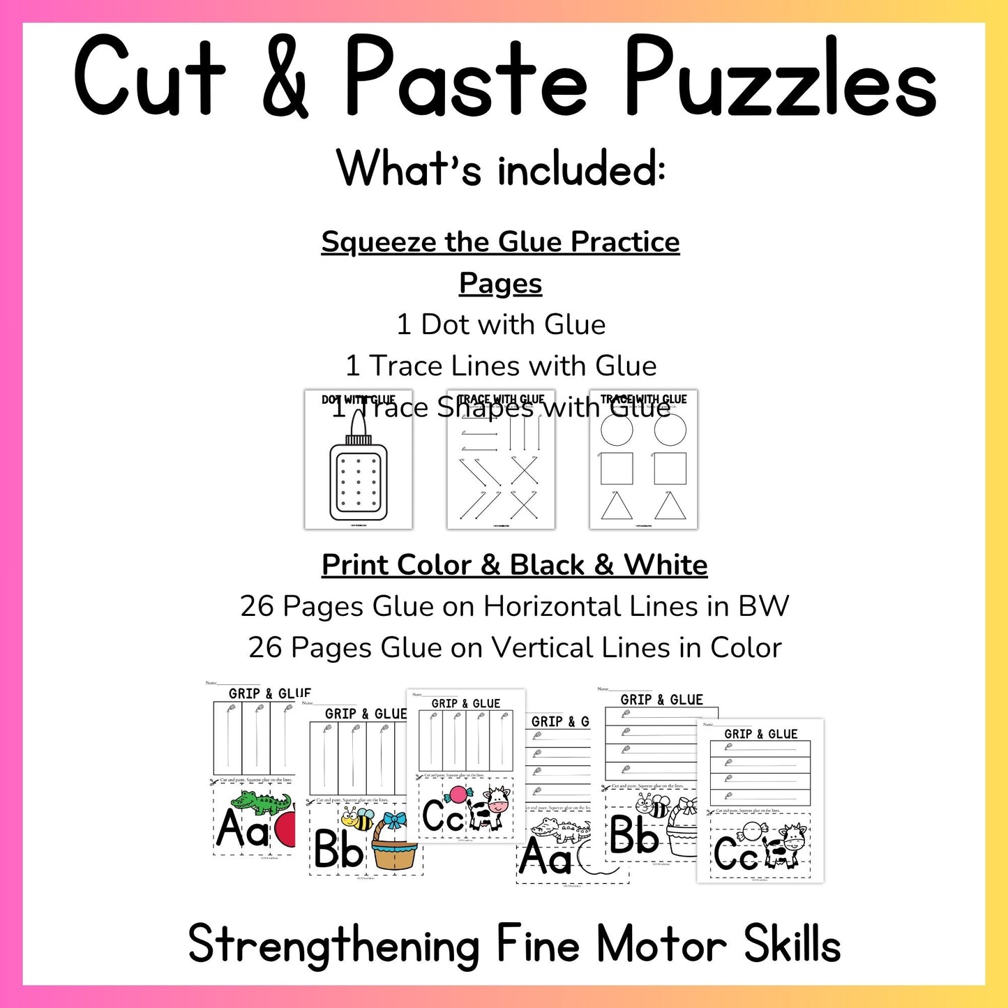 Alphabet Grip and Glue Worksheets