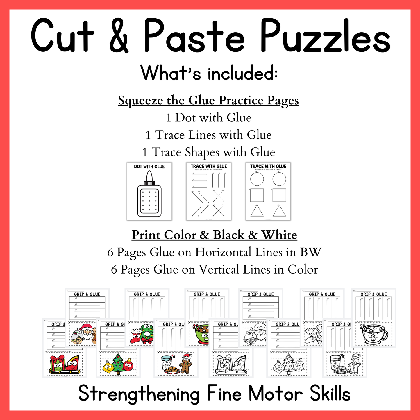Christmas Grip and Glue Worksheets