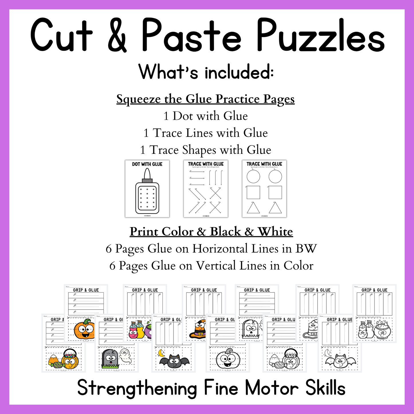 Halloween Grip and Glue Worksheets