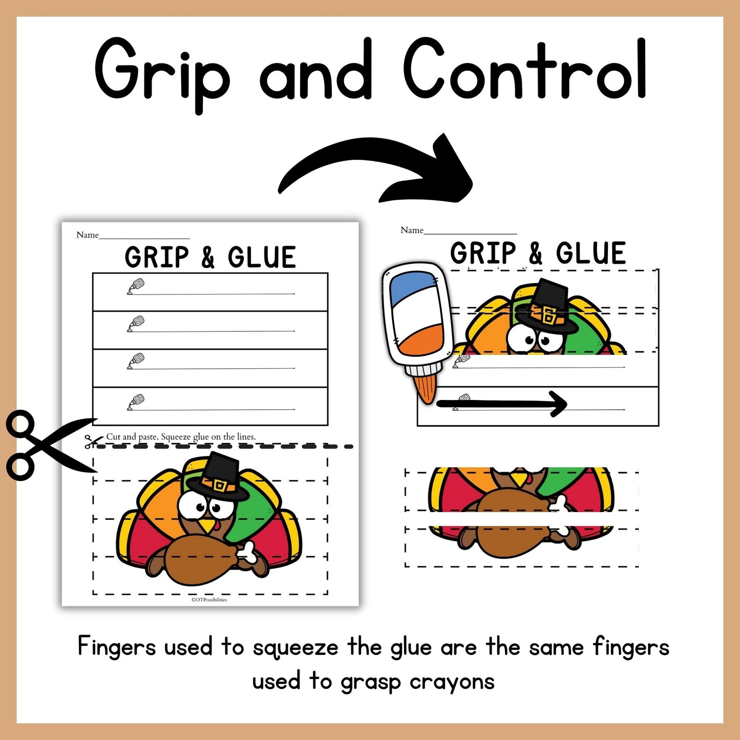 Thanksgiving Grip and Glue Worksheets
