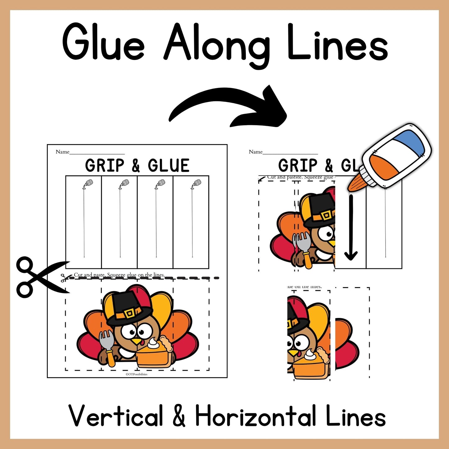 Thanksgiving Grip and Glue Worksheets