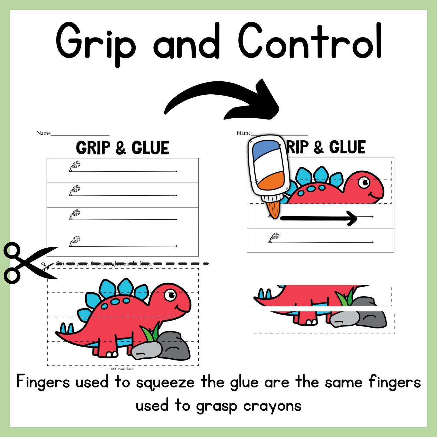 Dinosaur Grip and Glue Worksheets