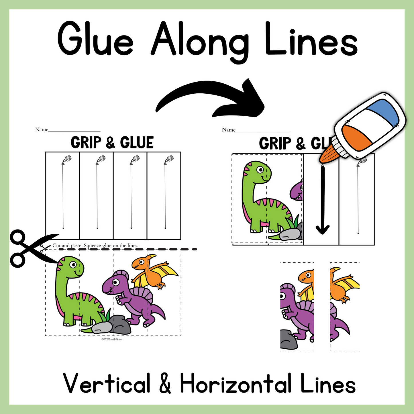 Dinosaur Grip and Glue Worksheets