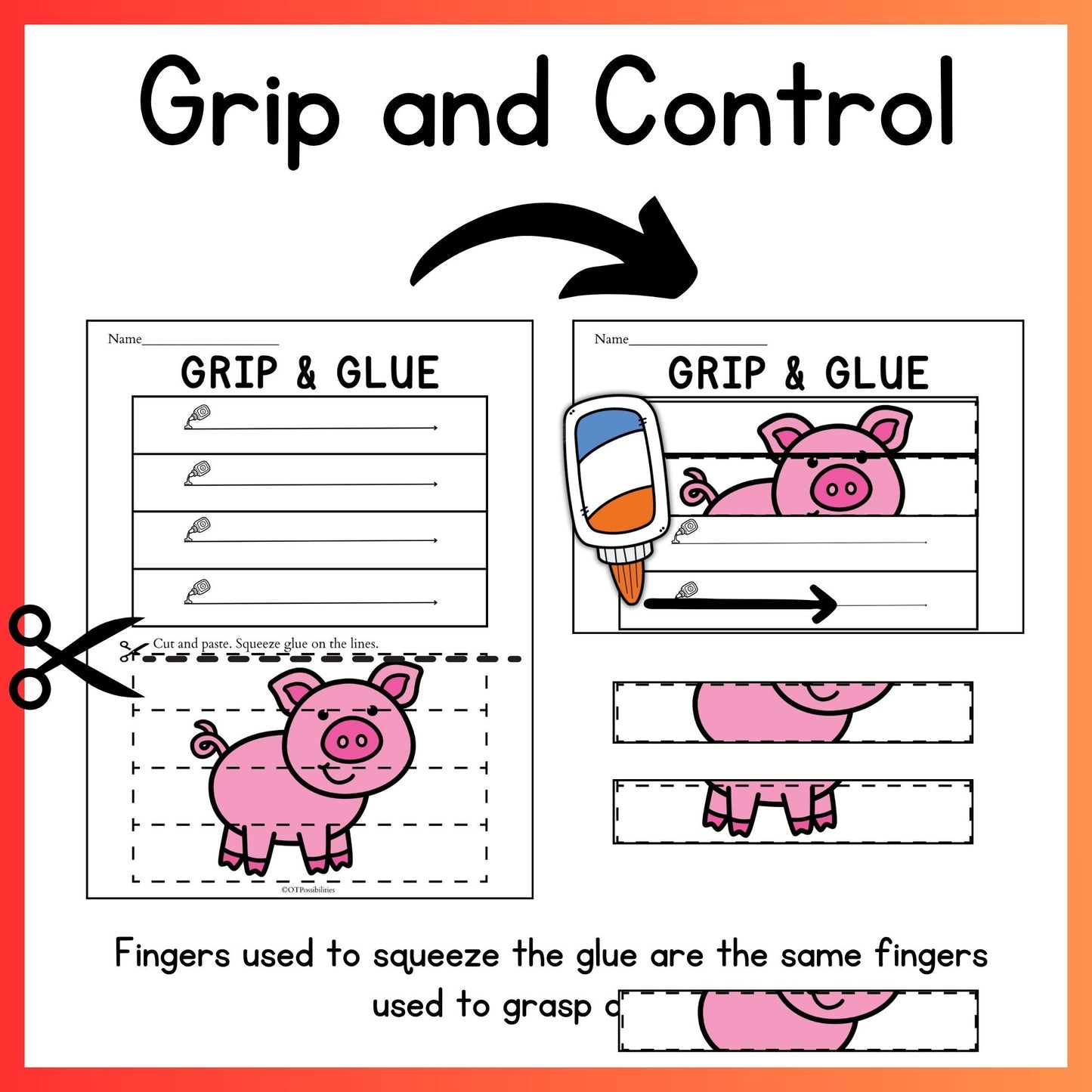 Farm Animals Grip and Glue Worksheets