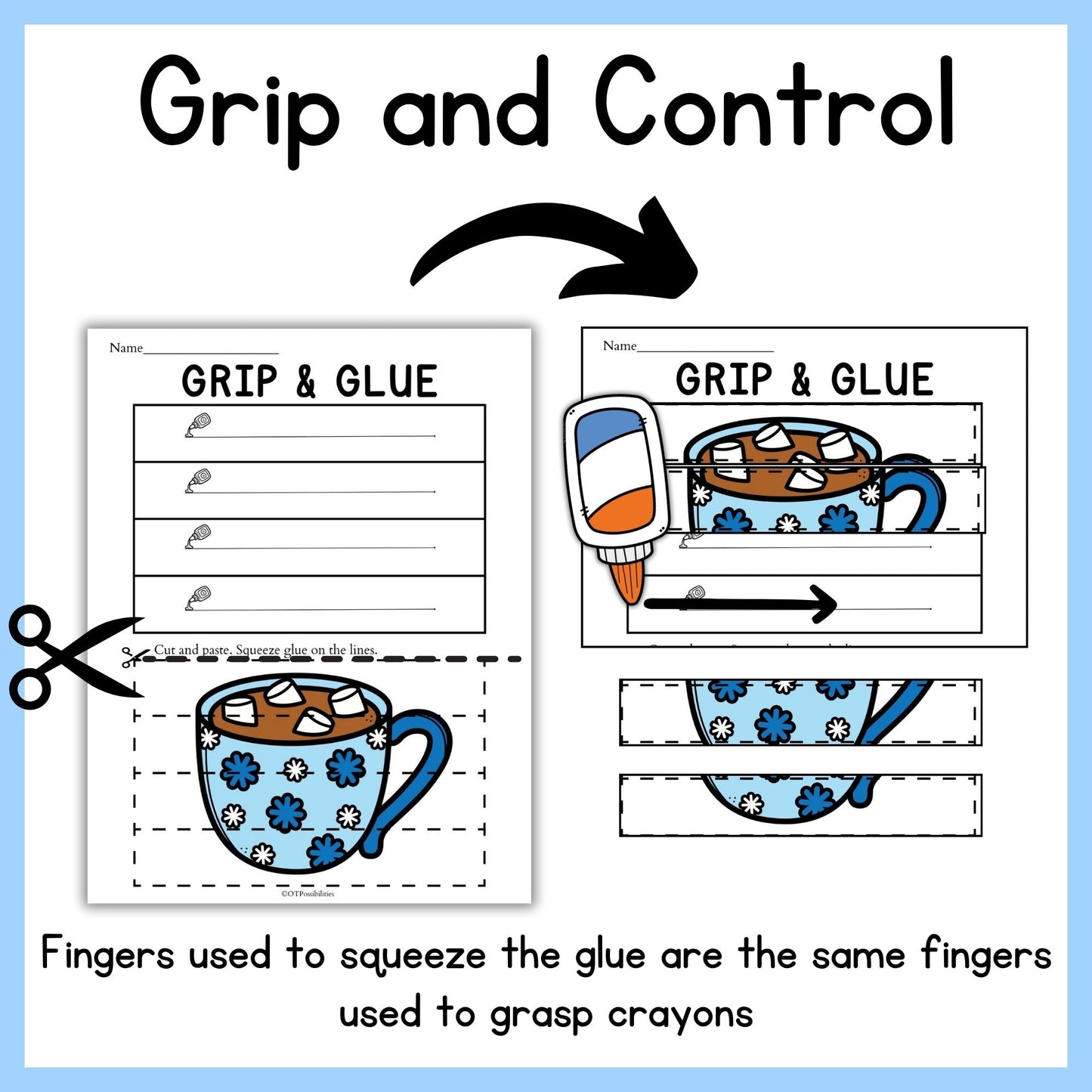 Winter Grip and Glue Worksheets