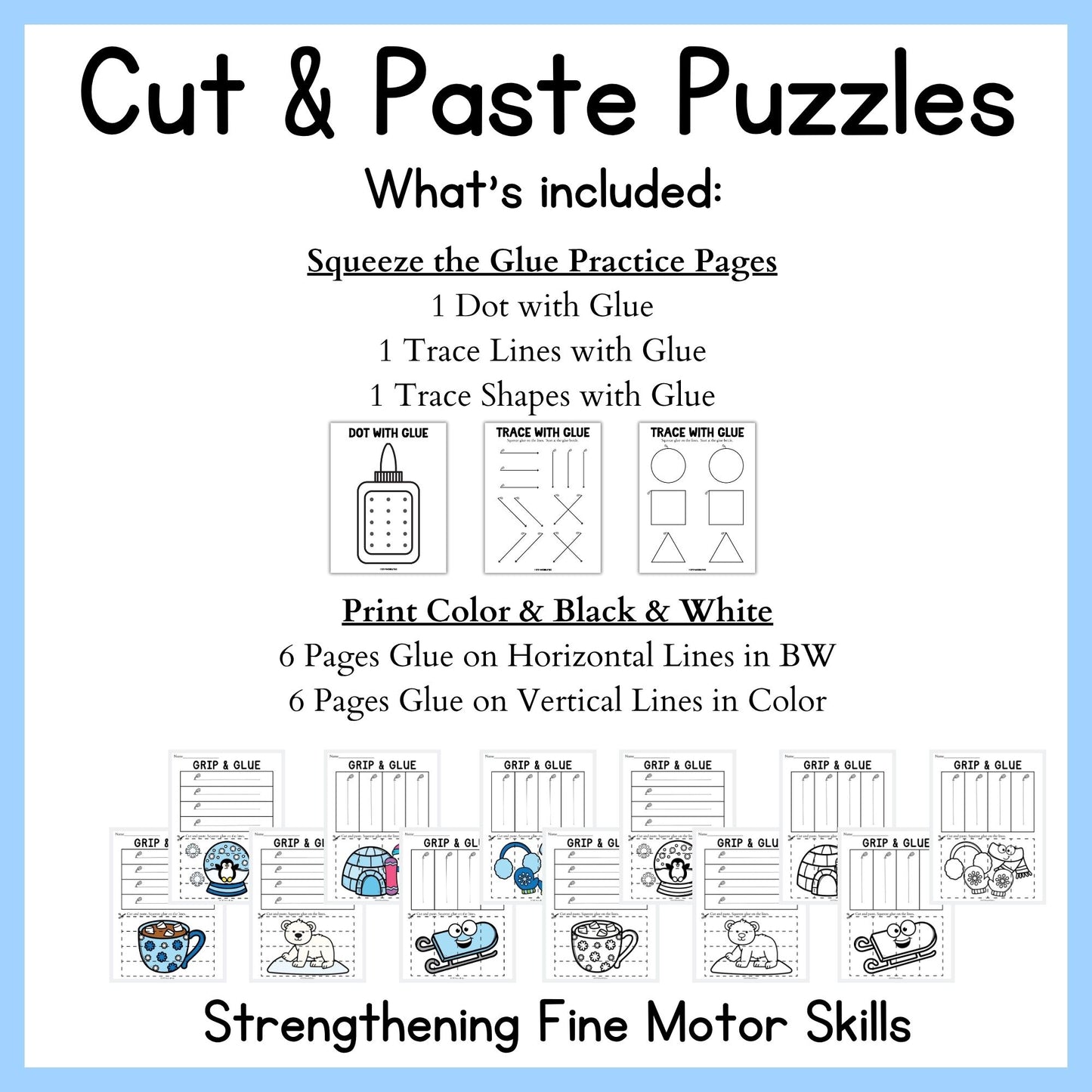 Winter Grip and Glue Worksheets