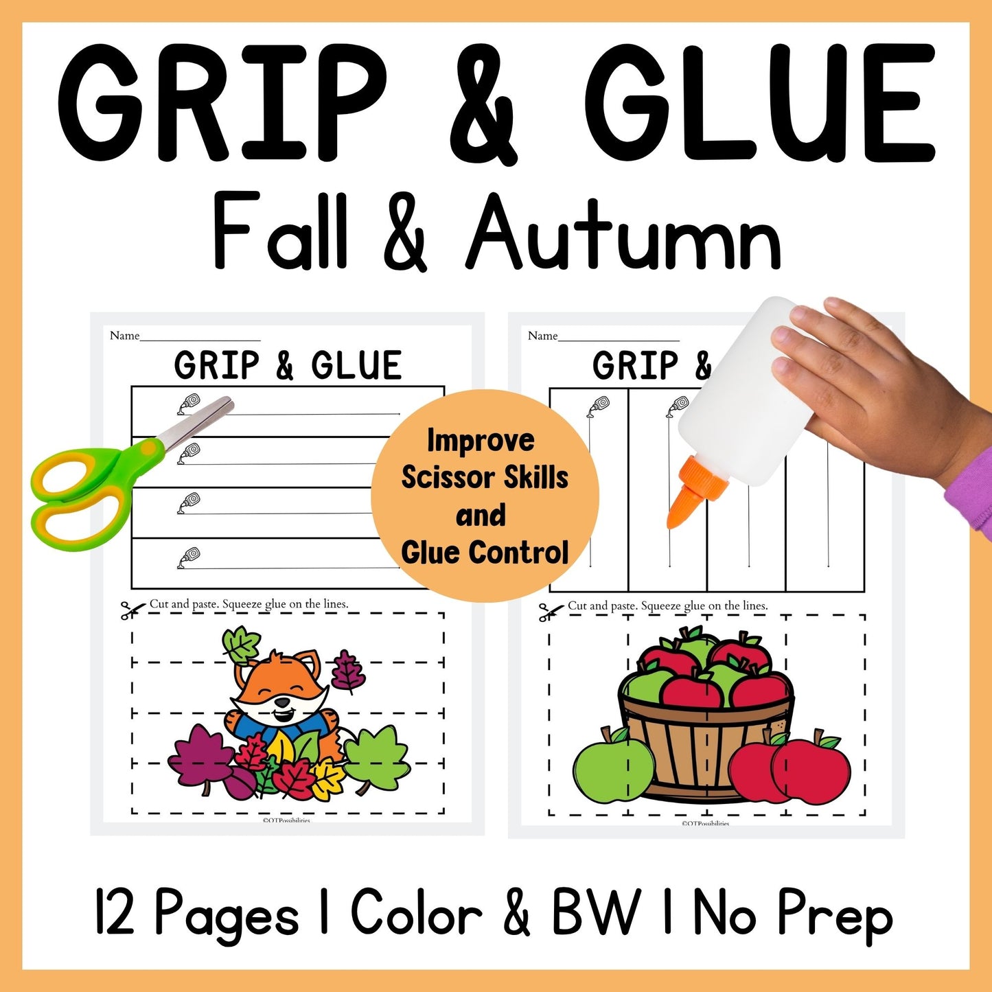 Fall Grip and Glue Worksheets