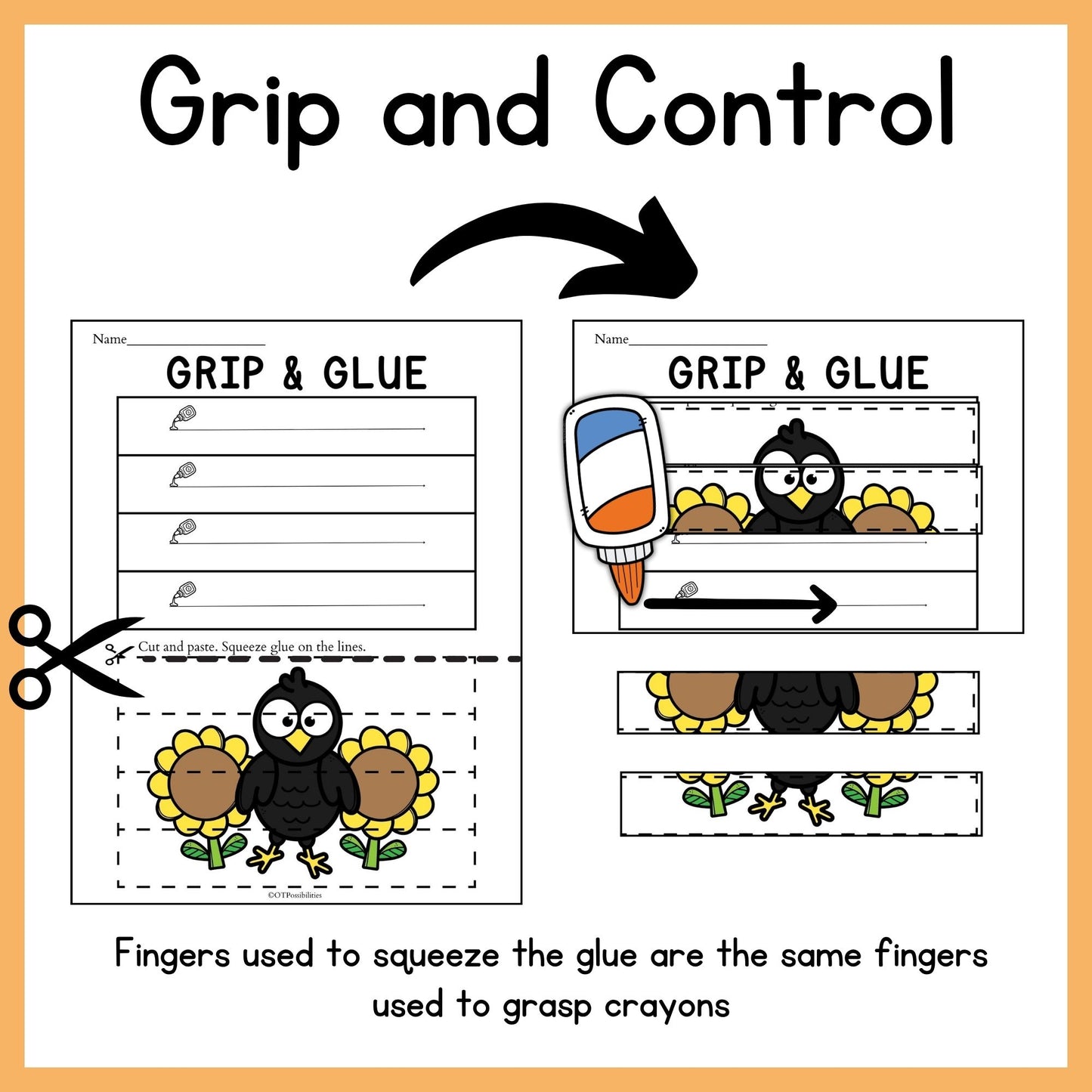 Fall Grip and Glue Worksheets