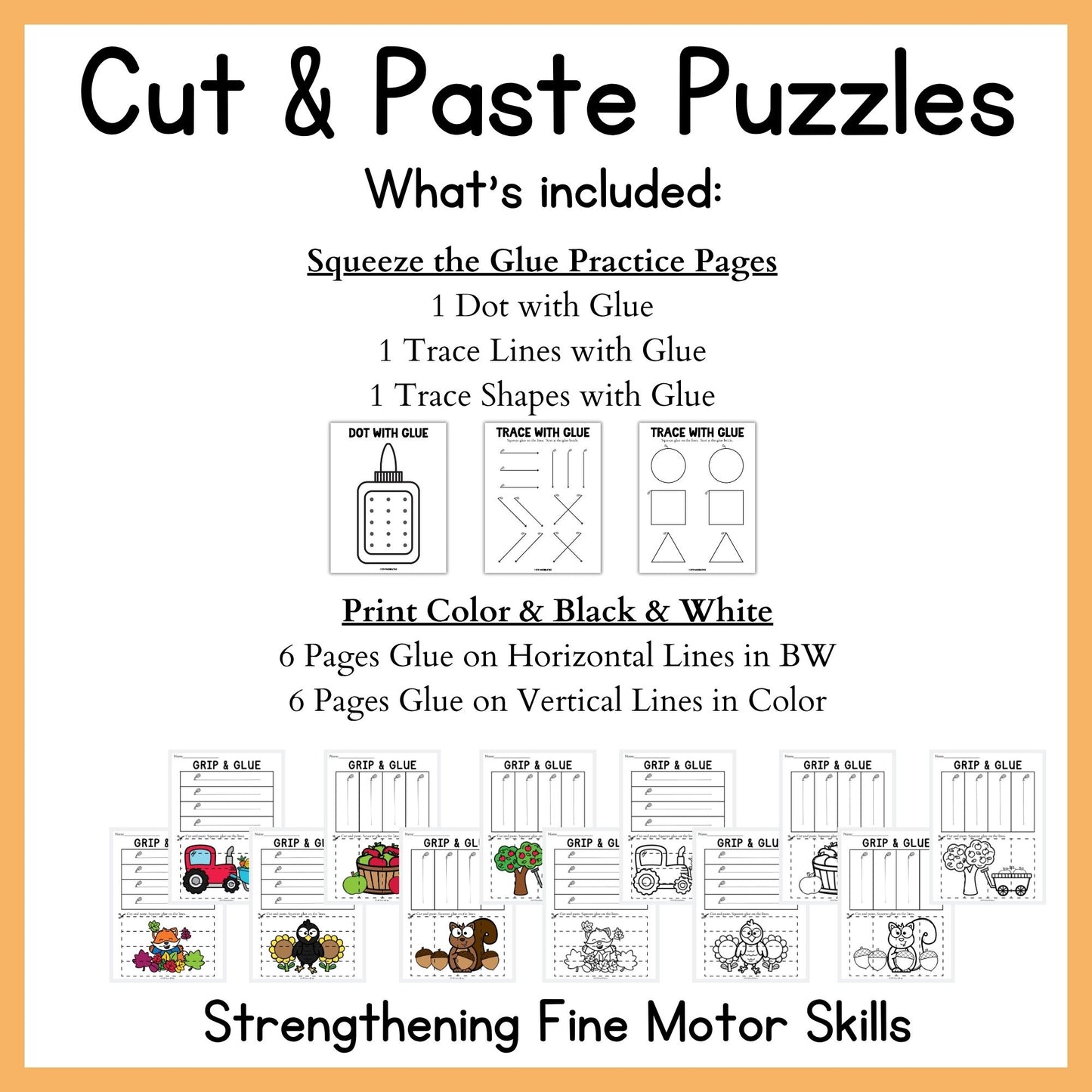 Fall Grip and Glue Worksheets