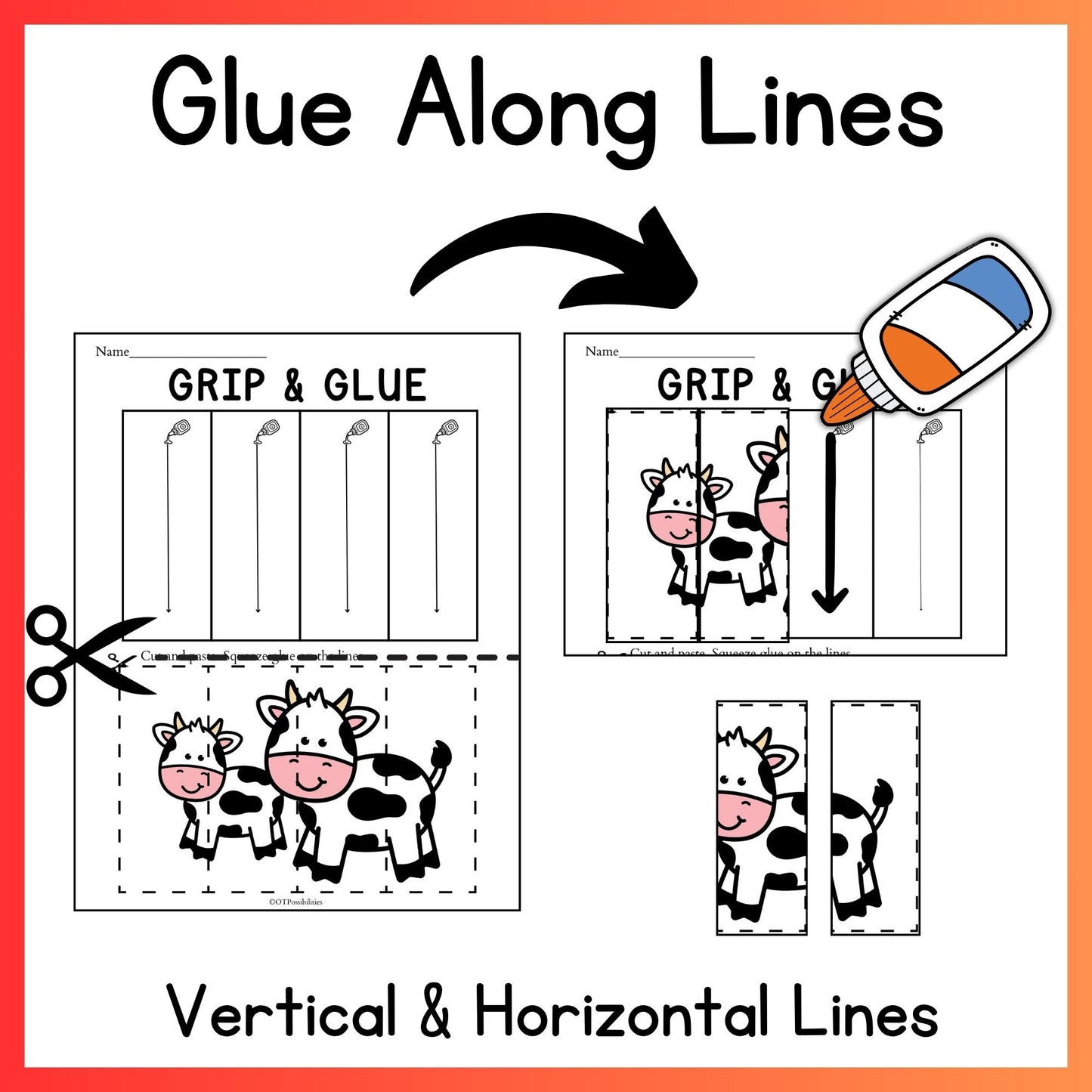 Farm Animals Grip and Glue Worksheets