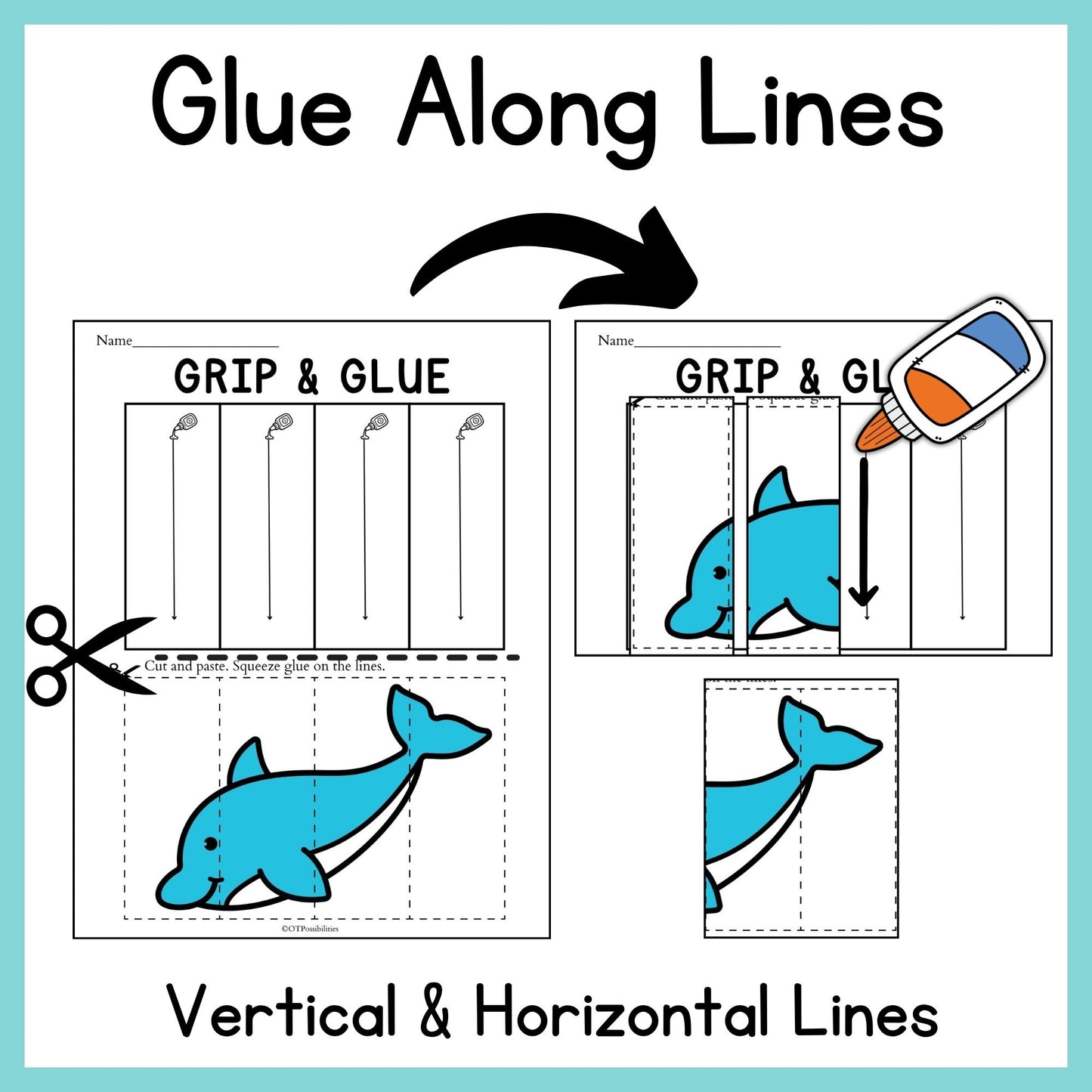 Ocean Animals Grip and Glue Worksheets