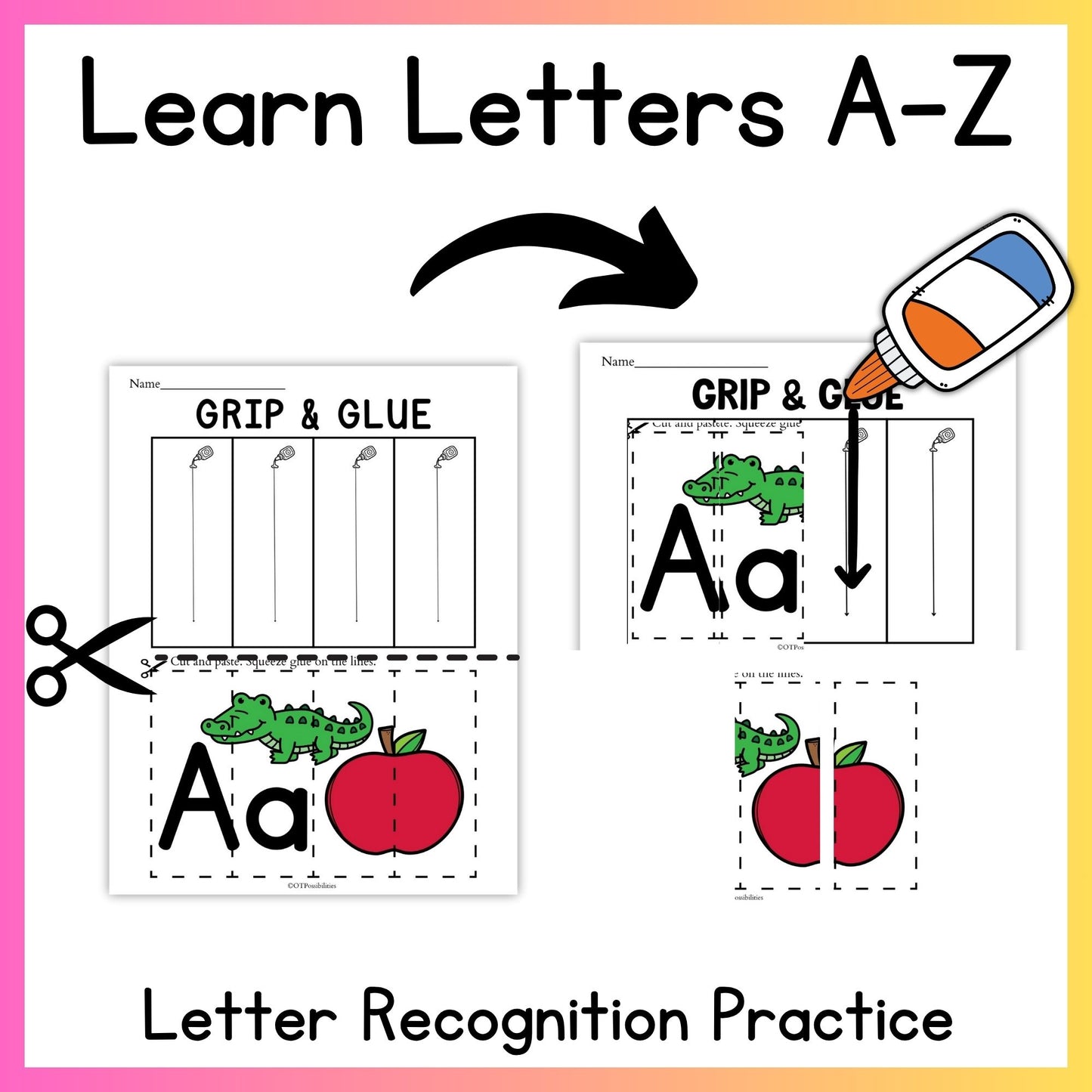 Alphabet Grip and Glue Worksheets