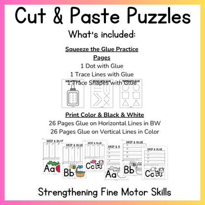 Alphabet Grip and Glue Worksheets