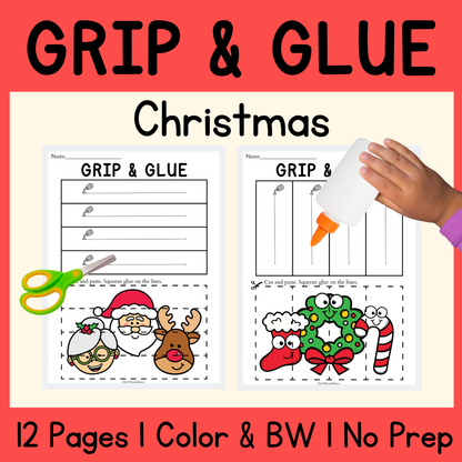 Christmas Grip and Glue Worksheets