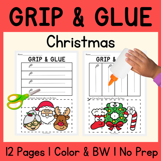 Christmas Grip and Glue Worksheets