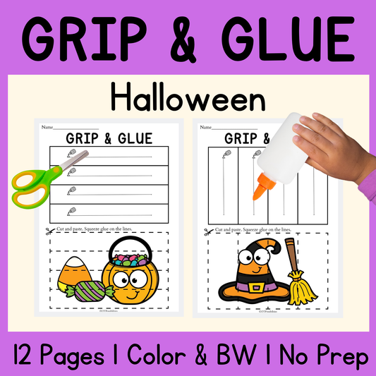 Halloween Grip and Glue Worksheets