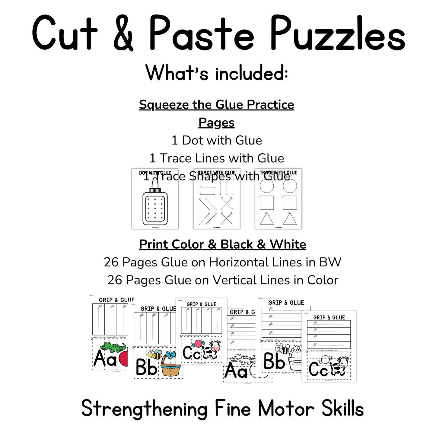 Alphabet Grip and Glue Worksheets