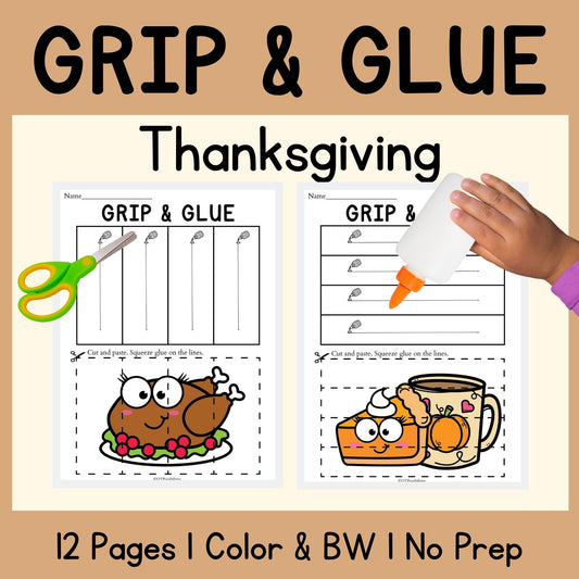 Thanksgiving Grip and Glue Worksheets