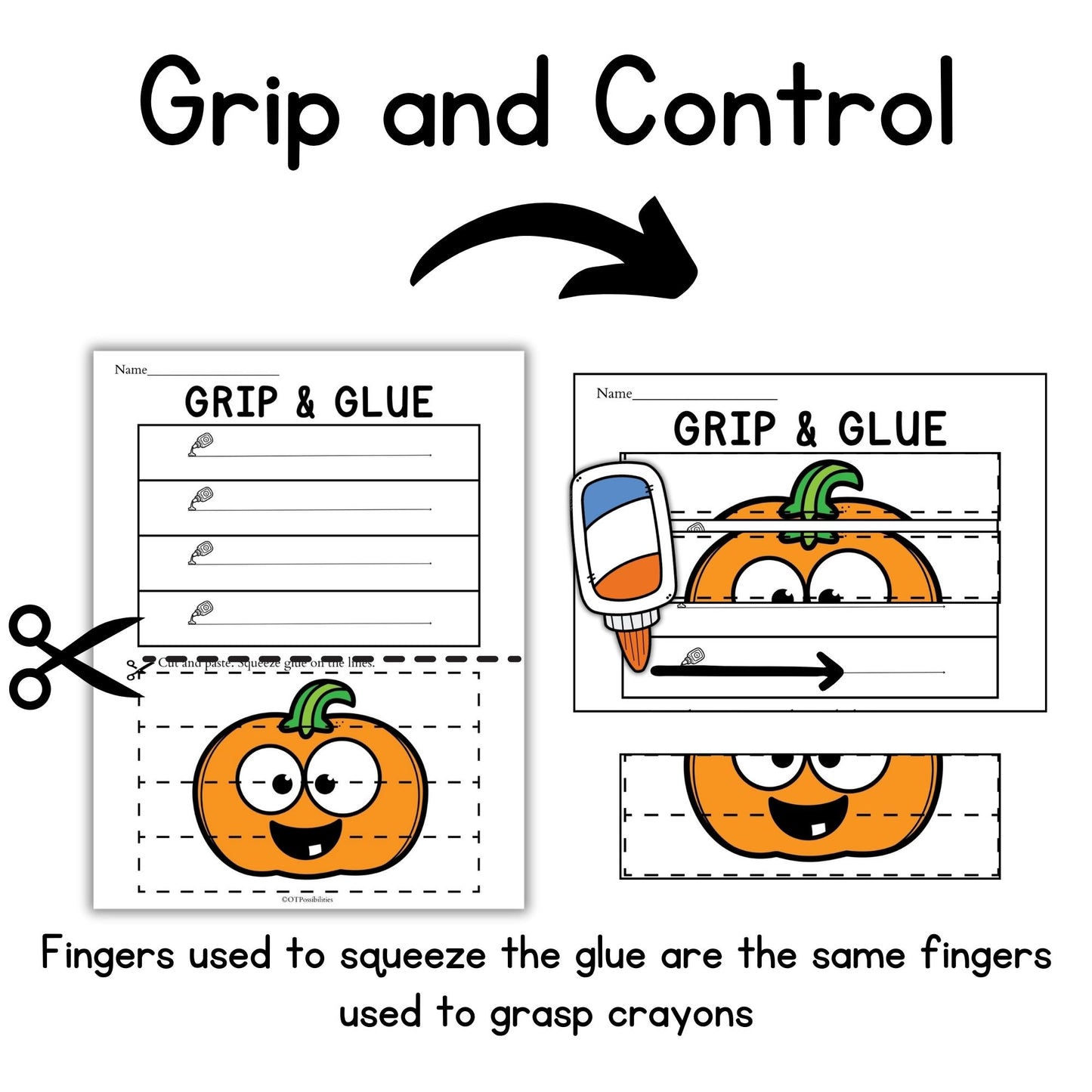 Halloween Grip and Glue Worksheets