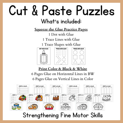 Thanksgiving Grip and Glue Worksheets