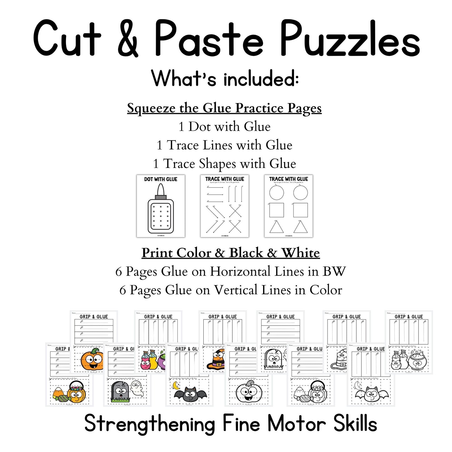 Halloween Grip and Glue Worksheets