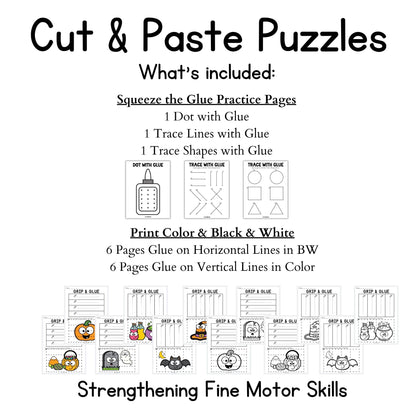 Halloween Grip and Glue Worksheets