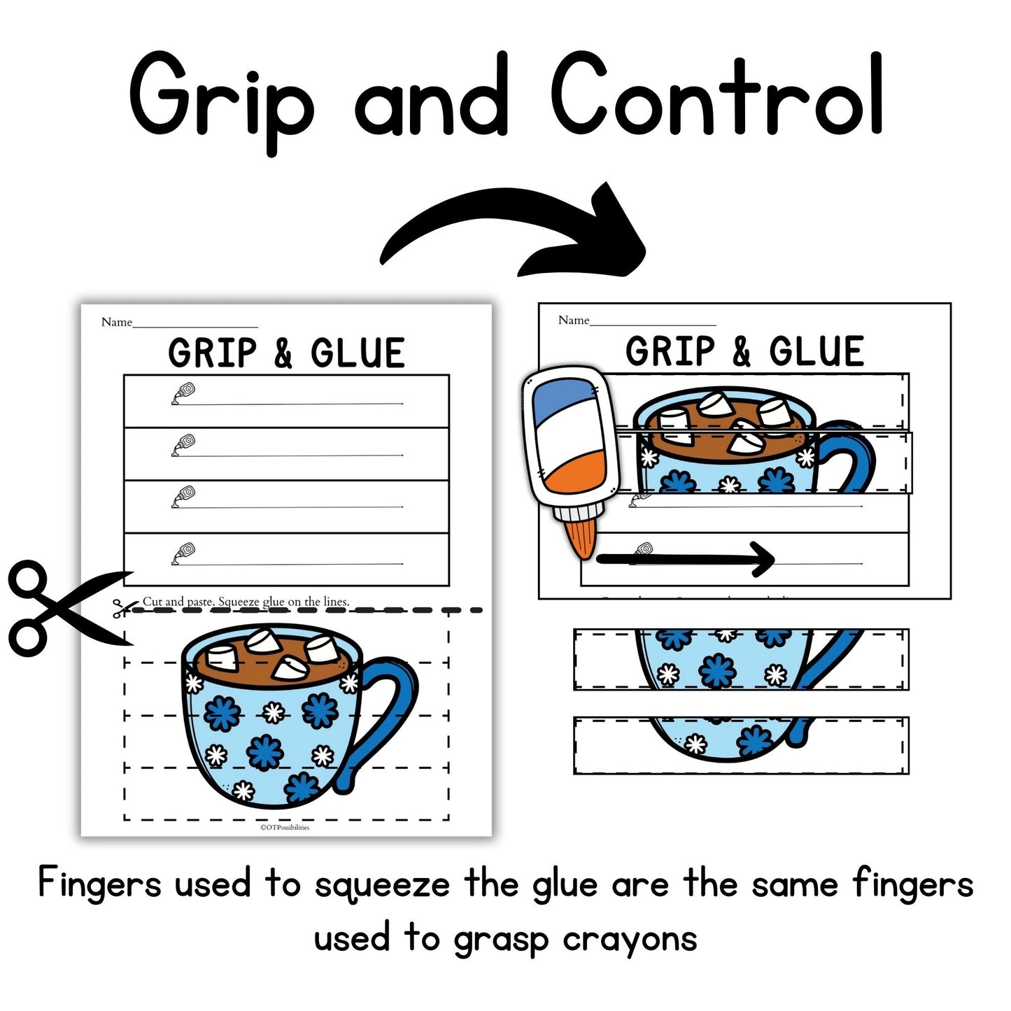 Winter Grip and Glue Worksheets
