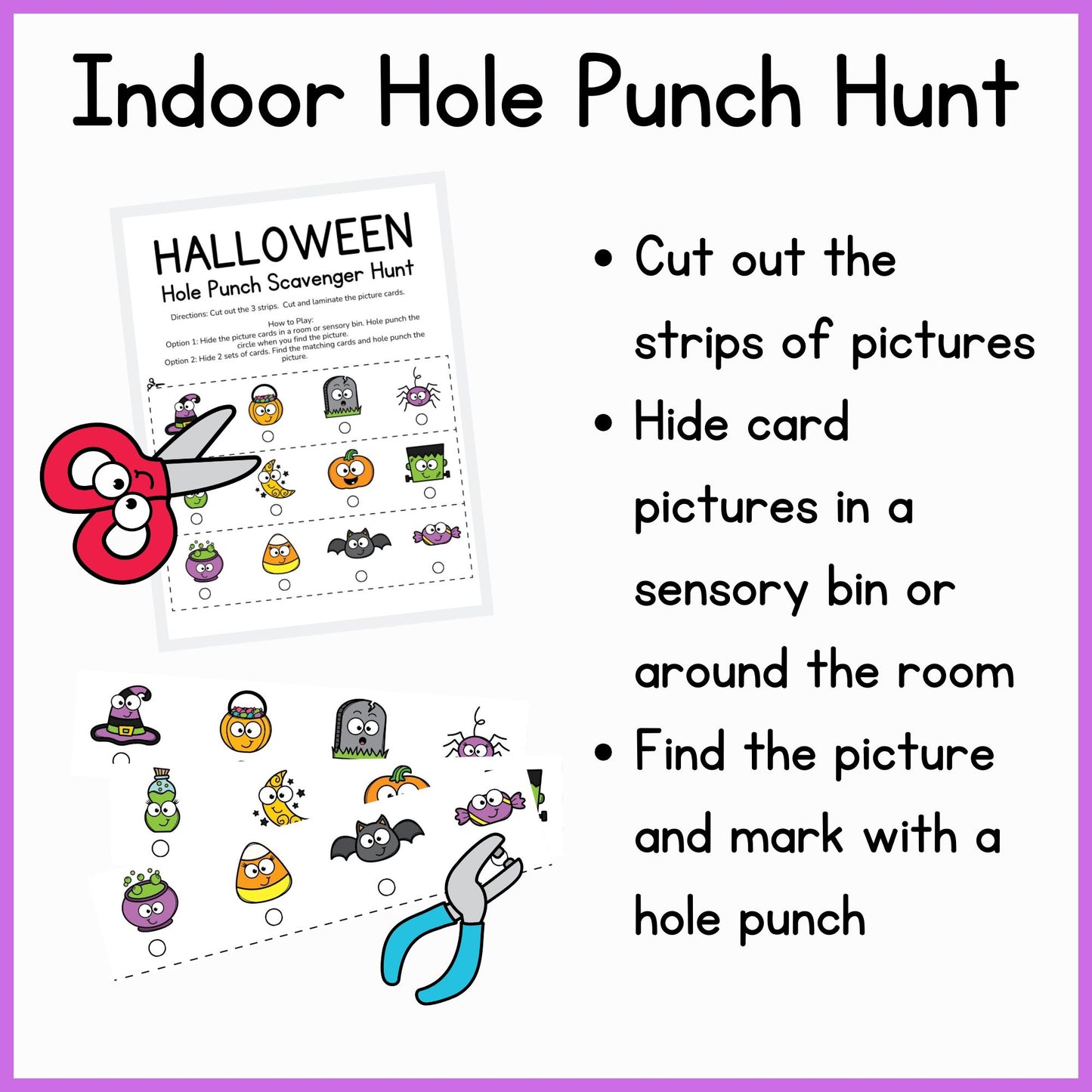 Halloween Hole Punch Picture Scavenger Hunt