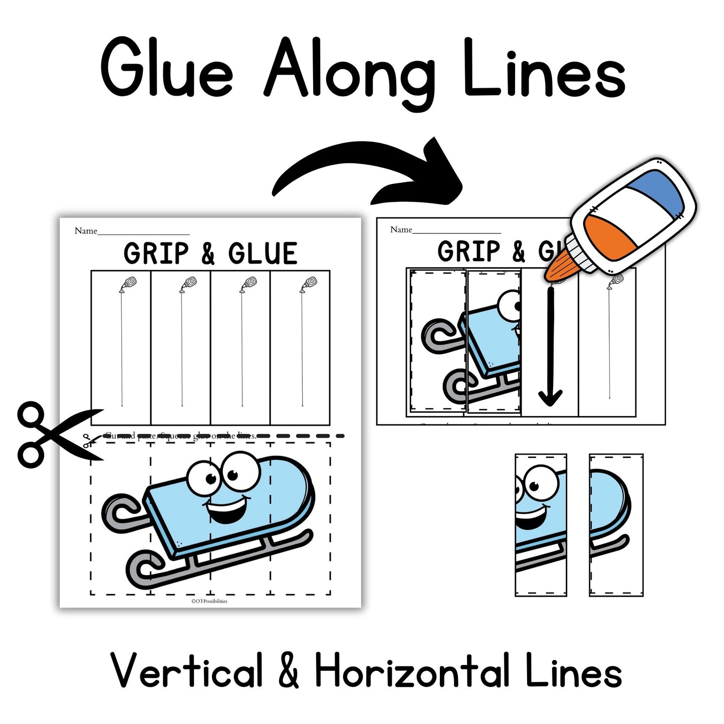 Winter Grip and Glue Worksheets