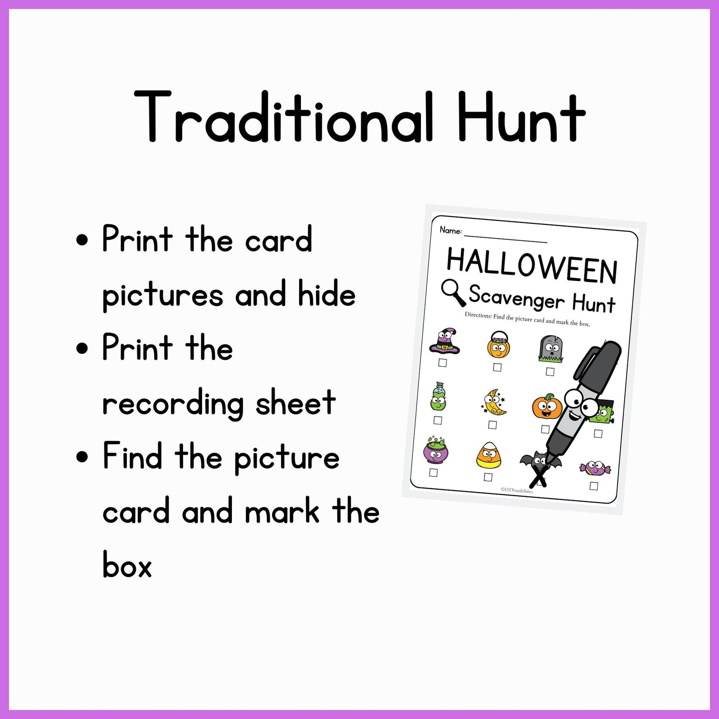 Halloween Hole Punch Picture Scavenger Hunt