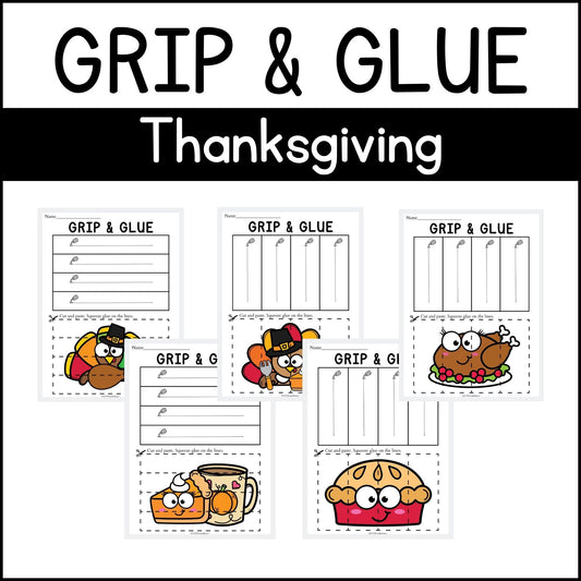 Thanksgiving Grip and Glue Worksheets