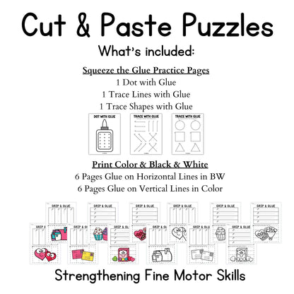 Valentines Grip and Glue Worksheets