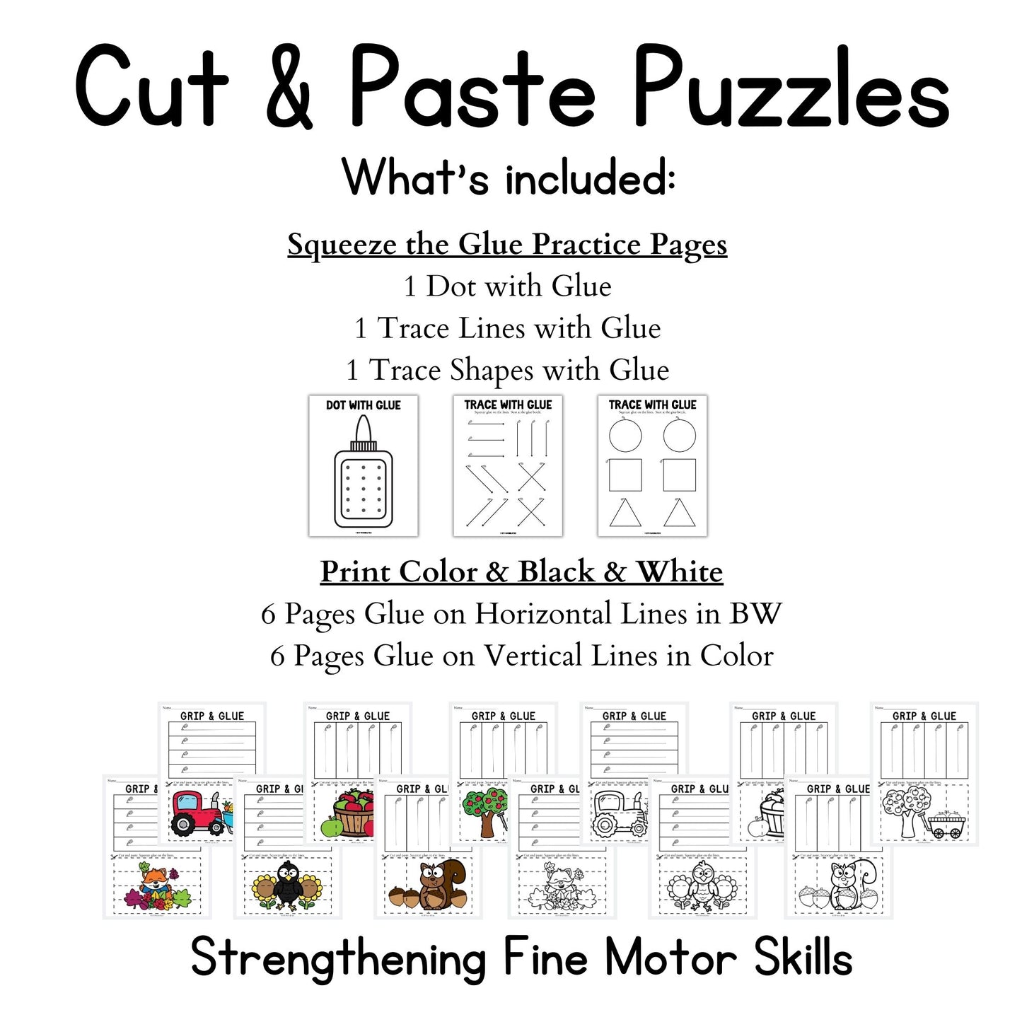 Fall Grip and Glue Worksheets