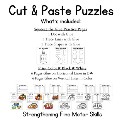 Thanksgiving Grip and Glue Worksheets