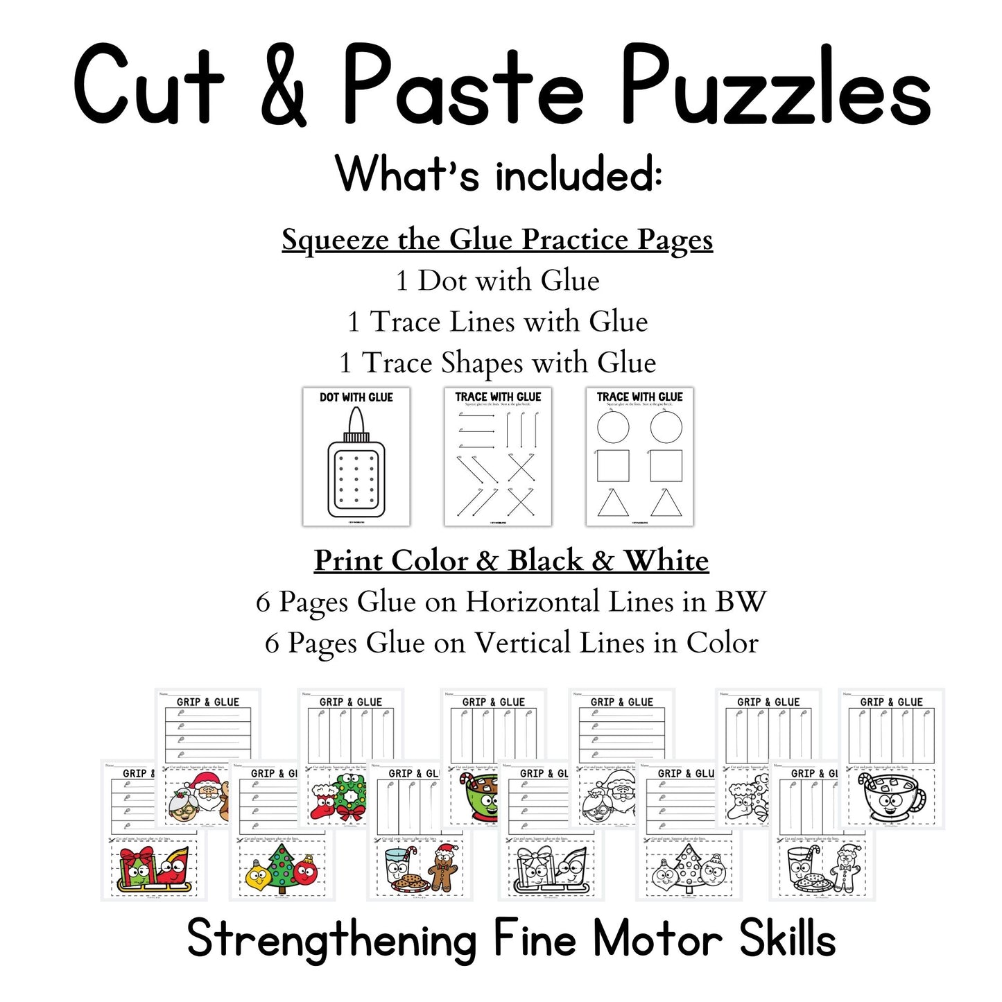 Christmas Grip and Glue Worksheets