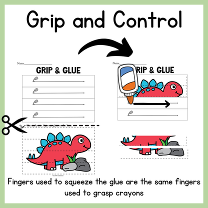Dinosaur Grip and Glue Worksheets