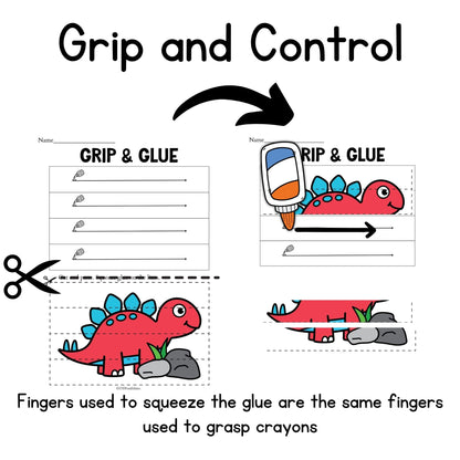 Dinosaur Grip and Glue Worksheets
