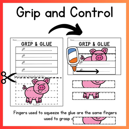Farm Animals Grip and Glue Worksheets
