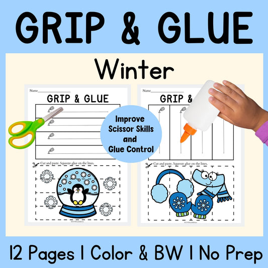 Winter Grip and Glue Worksheets