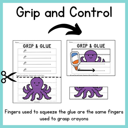 Ocean Animals Grip and Glue Worksheets