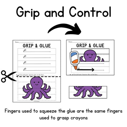 Ocean Animals Grip and Glue Worksheets