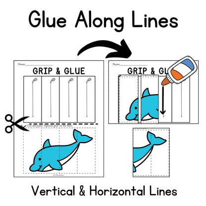 Ocean Animals Grip and Glue Worksheets