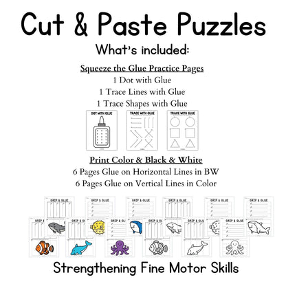 Ocean Animals Grip and Glue Worksheets