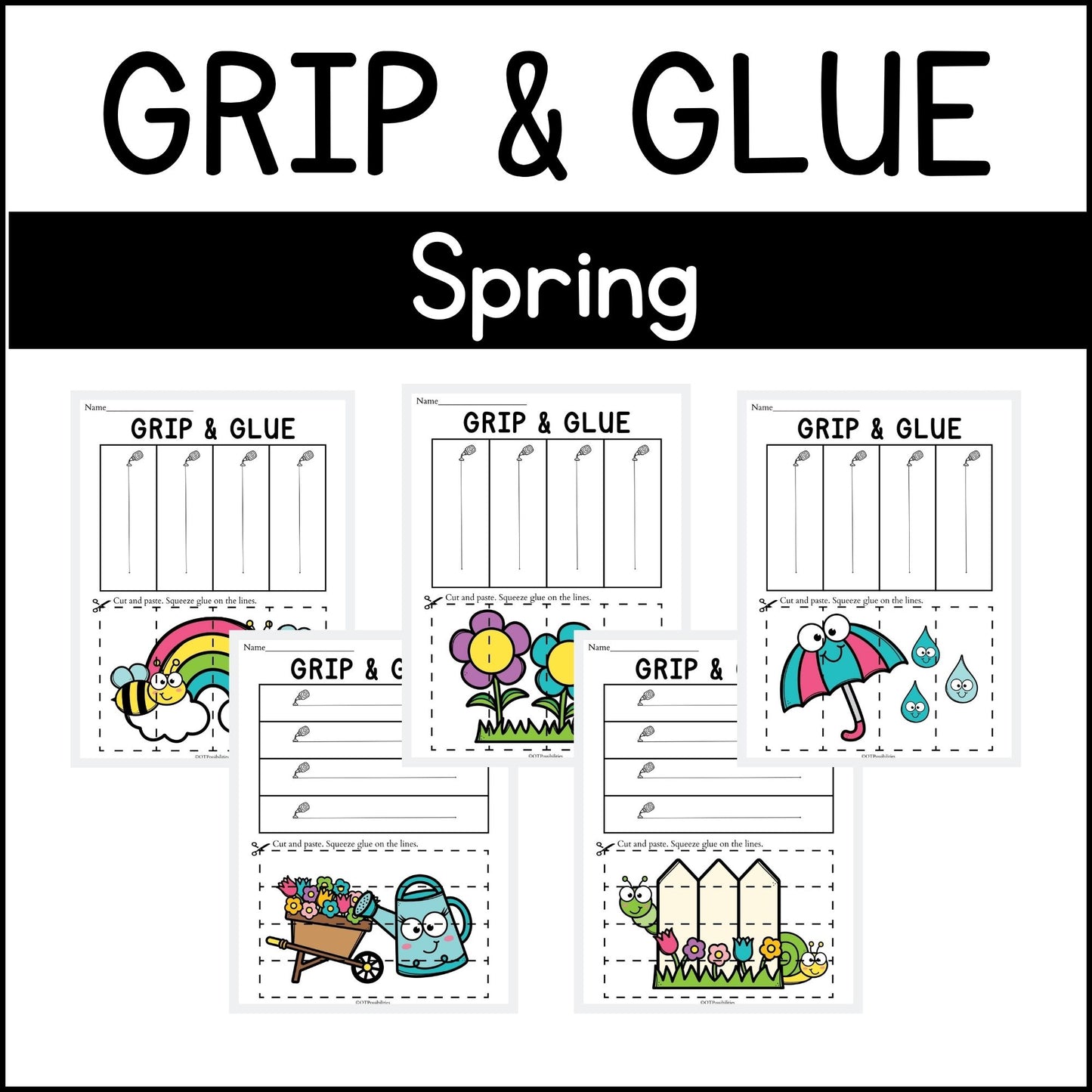 Spring Grip and Glue Worksheets
