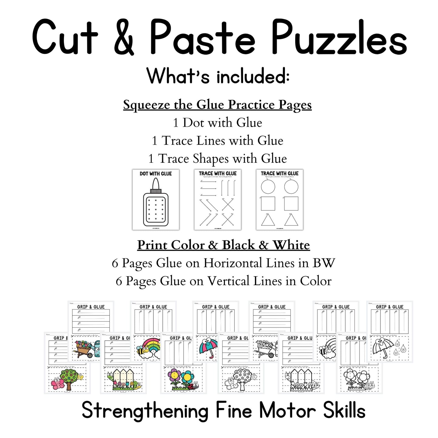 Spring Grip and Glue Worksheets