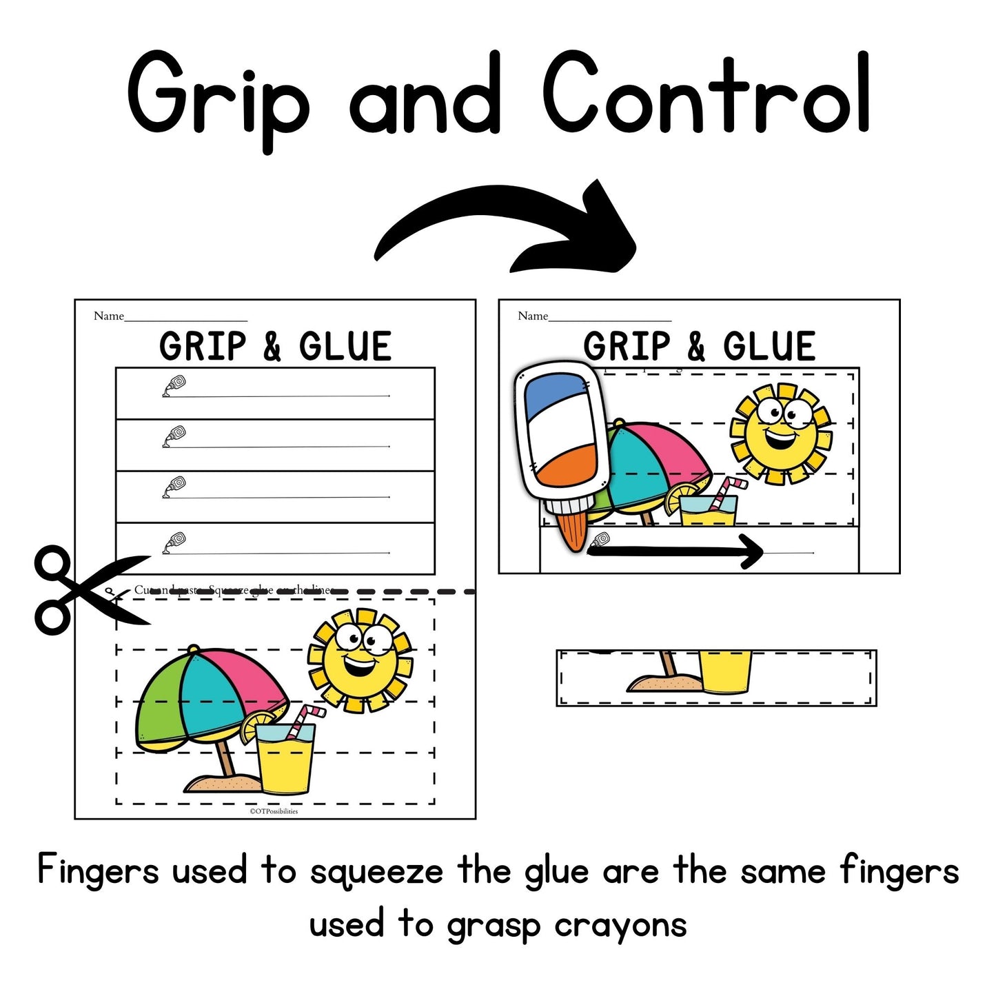 Summer Grip and Glue Worksheets