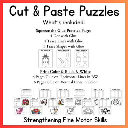 Farm Animals Grip and Glue Worksheets