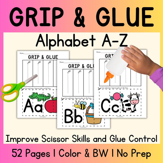 Alphabet Grip and Glue Worksheets