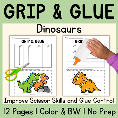 Dinosaur Grip and Glue Worksheets