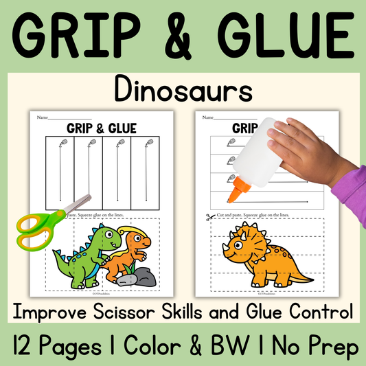 Dinosaur Grip and Glue Worksheets